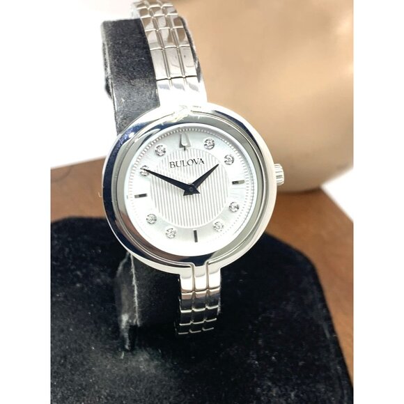 Bulova Women's Watch 96P214 Quartz Diamond Silver Dial Bangle Steel 30mm - Picture 13 of 14